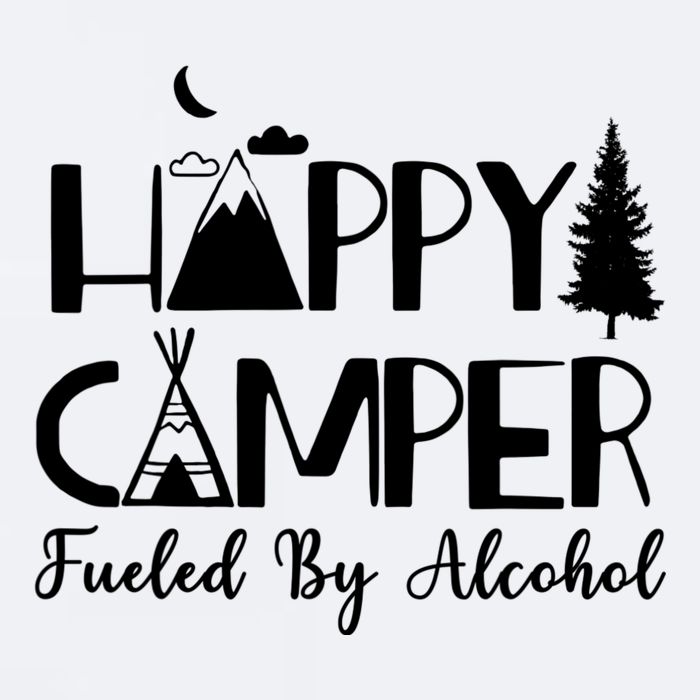 Happy Camper Fueled By Alcohol Camping Drinking Party Sueded Cloud Jersey T-Shirt