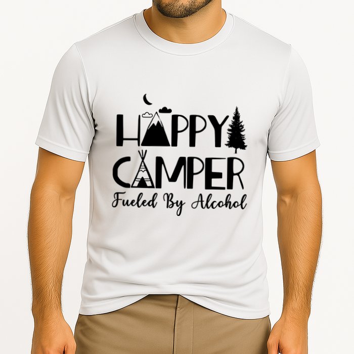 Happy Camper Fueled By Alcohol Camping Drinking Party Cooling Performance Crew T-Shirt