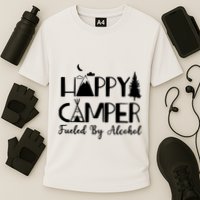 Happy Camper Fueled By Alcohol Camping Drinking Party Cooling Performance Crew T-Shirt