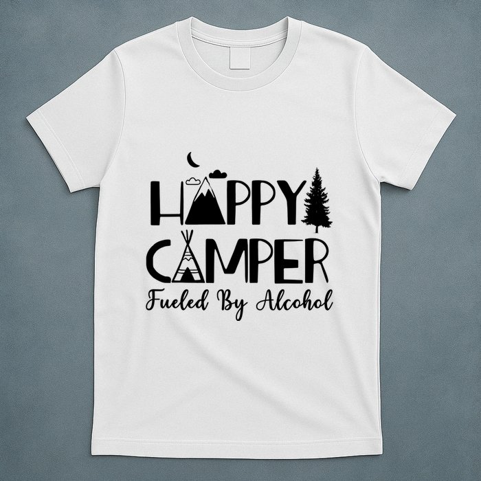 Happy Camper Fueled By Alcohol Camping Drinking Party T-Shirt
