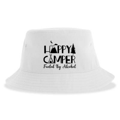 Happy Camper Fueled By Alcohol Camping Drinking Party Sustainable Bucket Hat