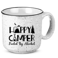Happy Camper Fueled By Alcohol Camping Drinking Party 15oz Campfire Ceramic Mug