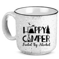 Happy Camper Fueled By Alcohol Camping Drinking Party 15oz Campfire Ceramic Mug