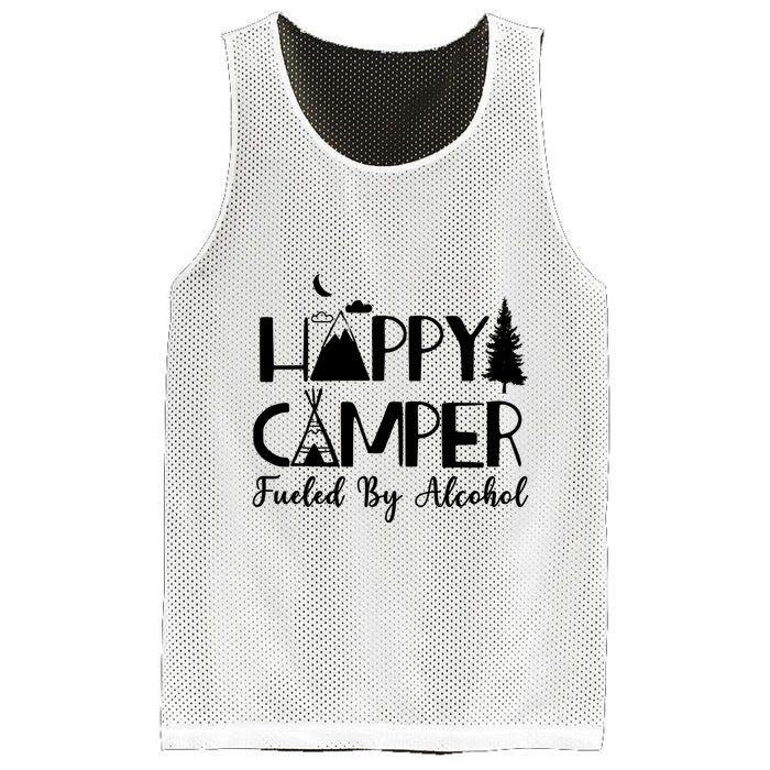 Happy Camper Fueled By Alcohol Camping Drinking Party Mesh Reversible Basketball Jersey Tank