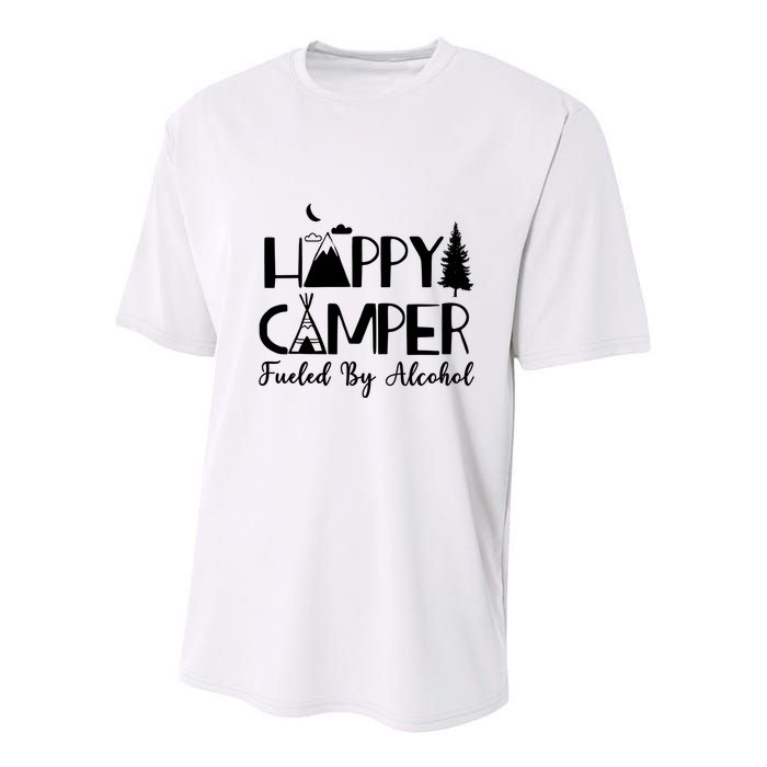 Happy Camper Fueled By Alcohol Camping Drinking Party Youth Performance Sprint T-Shirt