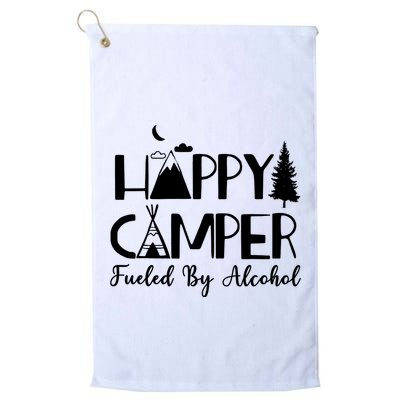 Happy Camper Fueled By Alcohol Camping Drinking Party Golf Towel