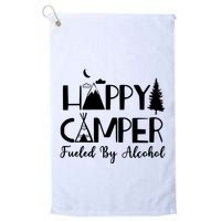 Happy Camper Fueled By Alcohol Camping Drinking Party Golf Towel