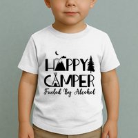 Happy Camper Fueled By Alcohol Camping Drinking Party Toddler T-Shirt
