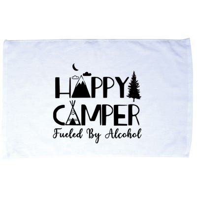 Happy Camper Fueled By Alcohol Camping Drinking Party Microfiber Hand Towel