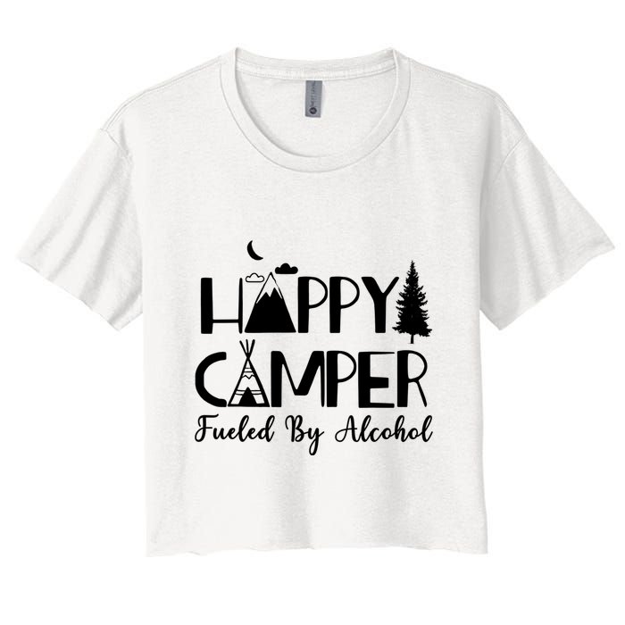 Happy Camper Fueled By Alcohol Camping Drinking Party Crop Top