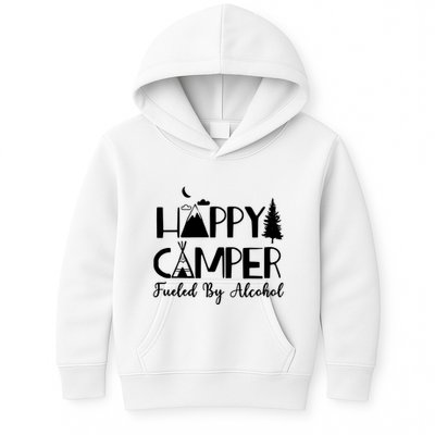 Happy Camper Fueled By Alcohol Camping Drinking Party Kids Hoodie