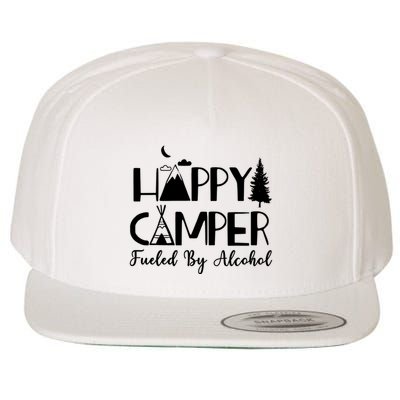 Happy Camper Fueled By Alcohol Camping Drinking Party Wool Snapback Cap