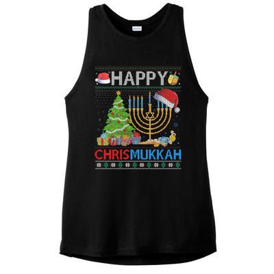 Happy Chrismukkah Funny Jewish Christmas Hanukkah Chanukah Ladies PosiCharge Tri-Blend Wicking Tank