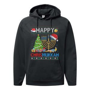 Happy Chrismukkah Funny Jewish Christmas Hanukkah Chanukah Performance Fleece Hoodie