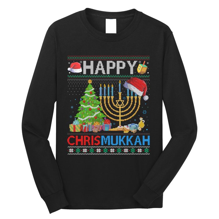 Happy Chrismukkah Funny Jewish Christmas Hanukkah Chanukah Long Sleeve Shirt