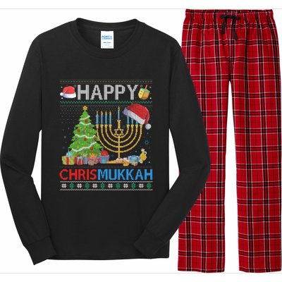 Happy Chrismukkah Funny Jewish Christmas Hanukkah Chanukah Long Sleeve Pajama Set