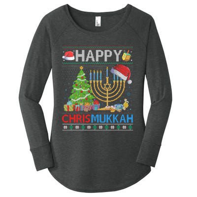 Happy Chrismukkah Funny Jewish Christmas Hanukkah Chanukah Women's Perfect Tri Tunic Long Sleeve Shirt