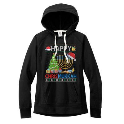 Happy Chrismukkah Funny Jewish Christmas Hanukkah Chanukah Women's Fleece Hoodie