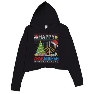 Happy Chrismukkah Funny Jewish Christmas Hanukkah Chanukah Crop Fleece Hoodie