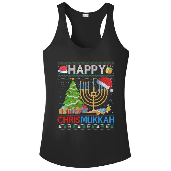 Happy Chrismukkah Funny Jewish Christmas Hanukkah Chanukah Ladies PosiCharge Competitor Racerback Tank