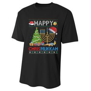 Happy Chrismukkah Funny Jewish Christmas Hanukkah Chanukah Performance Sprint T-Shirt