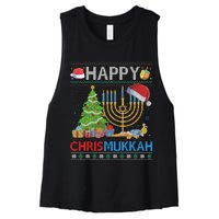 Happy Chrismukkah Funny Jewish Christmas Hanukkah Chanukah Women's Racerback Cropped Tank