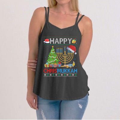 Happy Chrismukkah Funny Jewish Christmas Hanukkah Chanukah Women's Strappy Tank