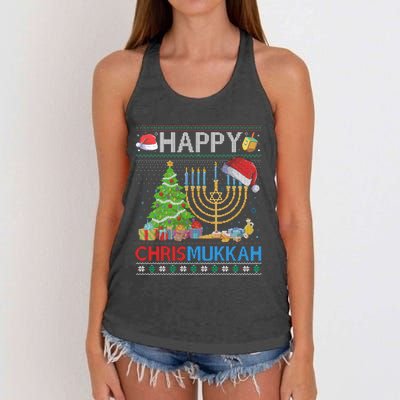 Happy Chrismukkah Funny Jewish Christmas Hanukkah Chanukah Women's Knotted Racerback Tank