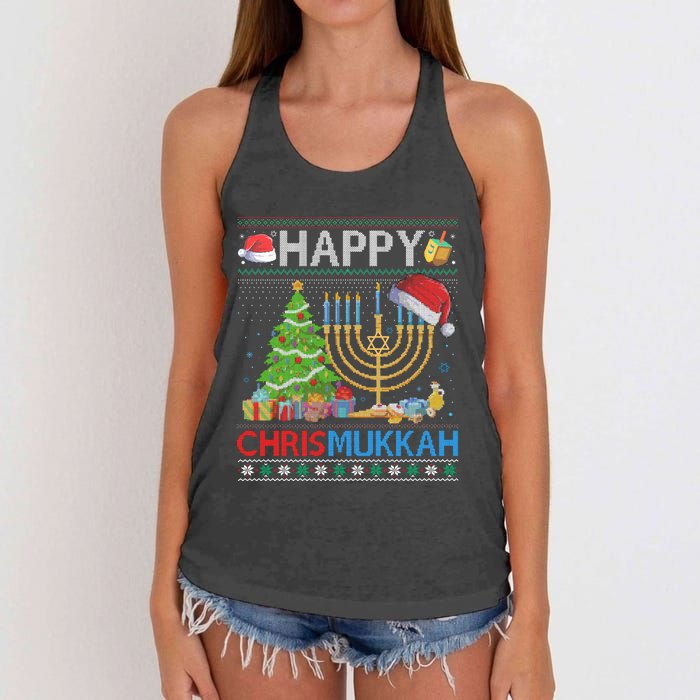 Happy Chrismukkah Funny Jewish Christmas Hanukkah Chanukah Women's Knotted Racerback Tank