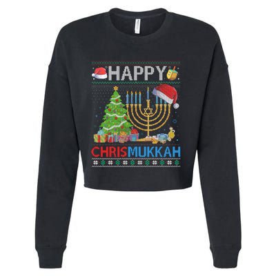 Happy Chrismukkah Funny Jewish Christmas Hanukkah Chanukah Cropped Pullover Crew