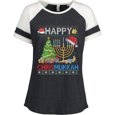 Happy Chrismukkah Funny Jewish Christmas Hanukkah Chanukah Enza Ladies Jersey Colorblock Tee