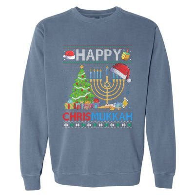 Happy Chrismukkah Funny Jewish Christmas Hanukkah Chanukah Garment-Dyed Sweatshirt