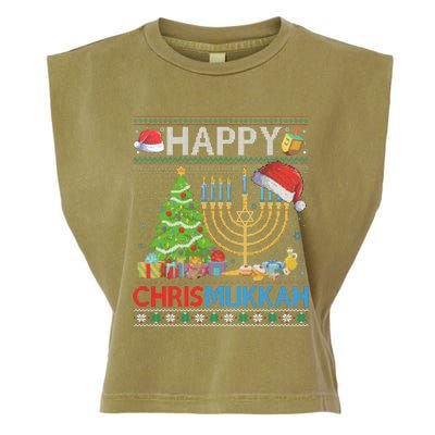 Happy Chrismukkah Funny Jewish Christmas Hanukkah Chanukah Garment-Dyed Women's Muscle Tee