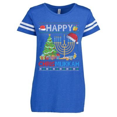 Happy Chrismukkah Funny Jewish Christmas Hanukkah Chanukah Enza Ladies Jersey Football T-Shirt