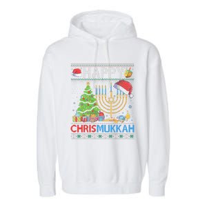 Happy Chrismukkah Funny Jewish Christmas Hanukkah Chanukah Garment-Dyed Fleece Hoodie