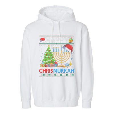 Happy Chrismukkah Funny Jewish Christmas Hanukkah Chanukah Garment-Dyed Fleece Hoodie