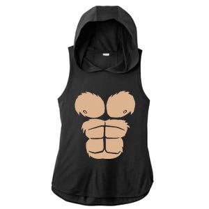 Halloween Costume Funny Monkey Gorilla Chest Suit Halloween Ladies PosiCharge Tri-Blend Wicking Draft Hoodie Tank