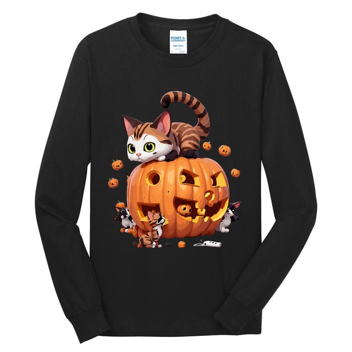 Halloween Cats Funny Cat Tall Long Sleeve T-Shirt