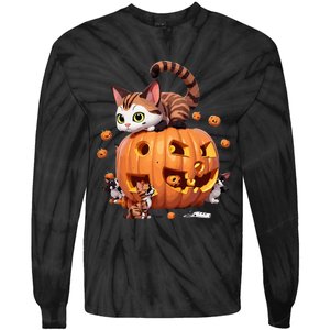 Halloween Cats Funny Cat Tie-Dye Long Sleeve Shirt