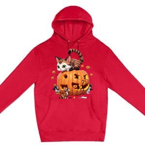 Halloween Cats Funny Cat Premium Pullover Hoodie