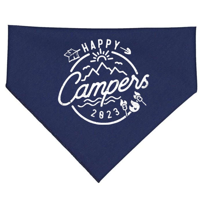 Happy Camper Funny Camping Vintage Retro USA-Made Doggie Bandana