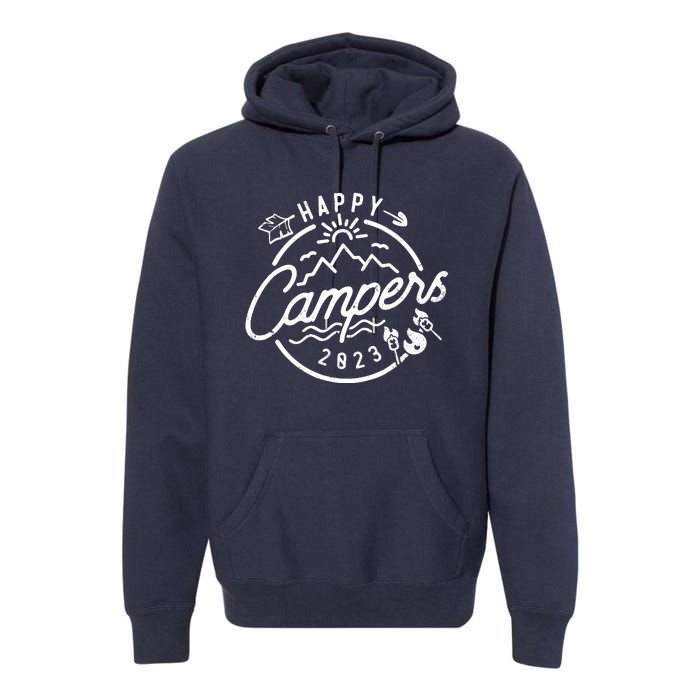 Happy Camper Funny Camping Vintage Retro Premium Hoodie