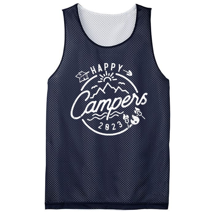 Happy Camper Funny Camping Vintage Retro Mesh Reversible Basketball Jersey Tank