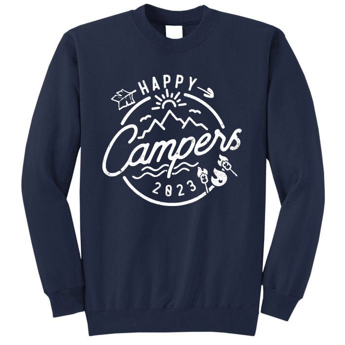 Happy Camper Funny Camping Vintage Retro Tall Sweatshirt