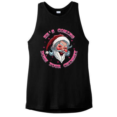 HeS Coming Funny Lgbt Drag Queen Santa Claus Innuendo Xmas Gift Ladies PosiCharge Tri-Blend Wicking Tank