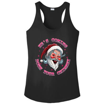 HeS Coming Funny Lgbt Drag Queen Santa Claus Innuendo Xmas Gift Ladies PosiCharge Competitor Racerback Tank