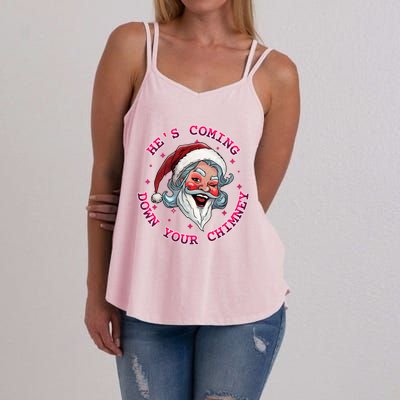 HeS Coming Funny Lgbt Drag Queen Santa Claus Innuendo Xmas Gift Women's Strappy Tank