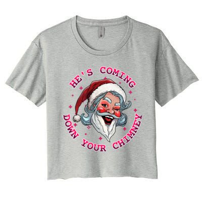 HeS Coming Funny Lgbt Drag Queen Santa Claus Innuendo Xmas Gift Women's Crop Top Tee