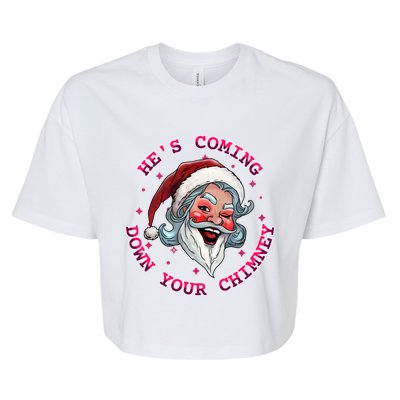 HeS Coming Funny Lgbt Drag Queen Santa Claus Innuendo Xmas Gift Bella+Canvas Jersey Crop Tee