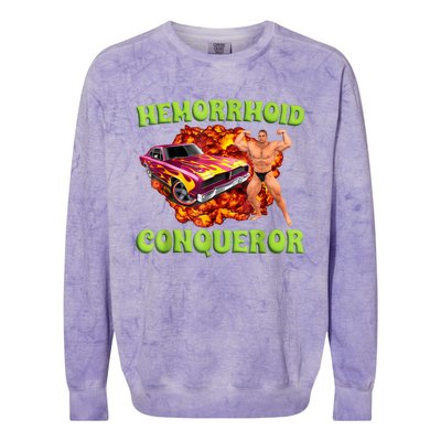 Hemorrhoid Conqueror Funny Oddly Specific Dank Meme Colorblast Crewneck Sweatshirt